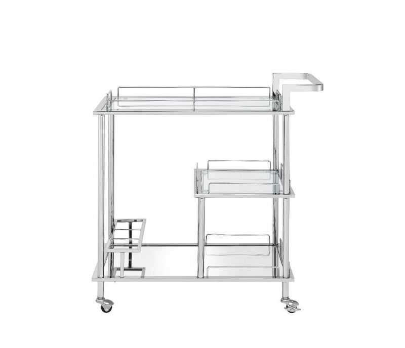 Splinter - Serving Cart - Clear Glass & Chrome Finish - Atlantic Fine Furniture Inc