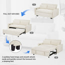 Pull-Out 2 Seat Modern Sleeper Sofa With 2 Throw Pillows And USB Ports