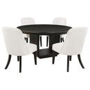 Leandro - 5 Piece Round Dining Table Set - Cream / Burnished Black