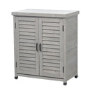 Potting Bench With Storage Cabinet And Metal Table Top For Outdoor