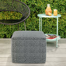 Briella - Square Woven Outdoor / Indoor Pouf - Gray / White