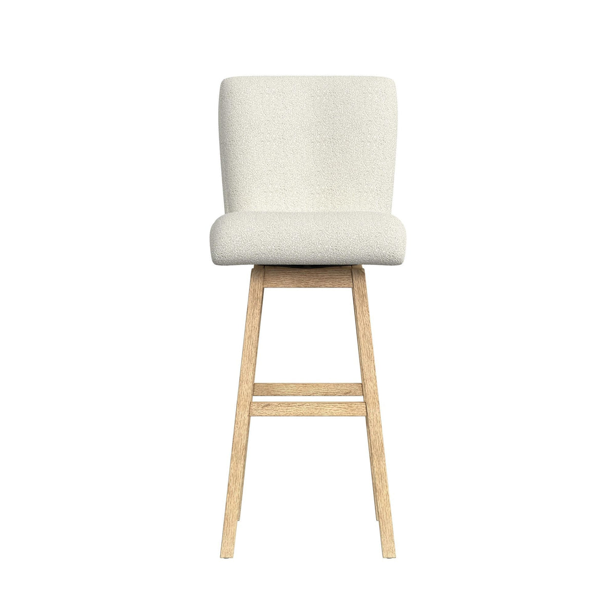 Cambrie Upholstered Swivel Bar Stool With Boucle (Set of 2) in Beige / Natural by Elements International, view 5