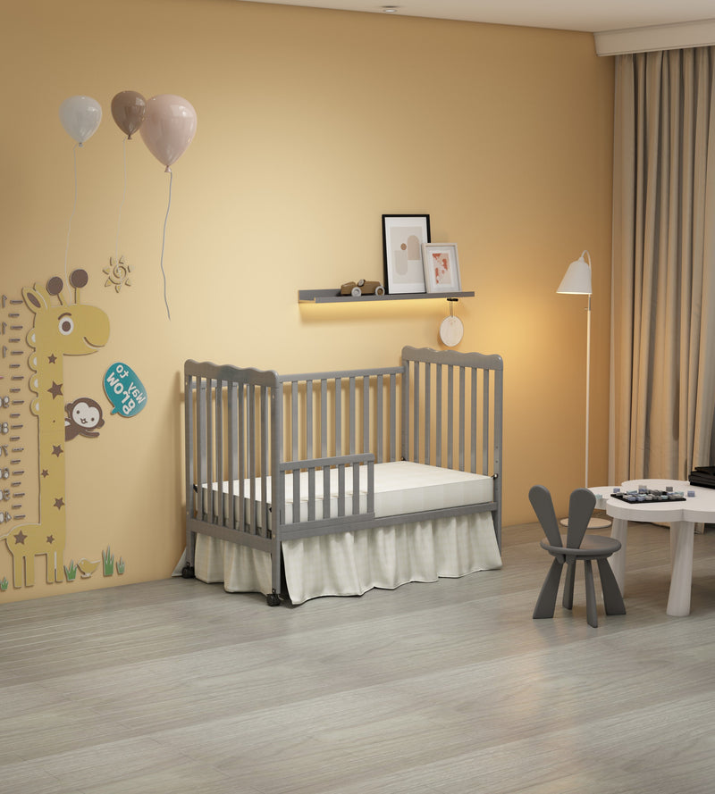 Crib 3 In 1 Convertible, Made Of Sustainable Pinewood, Non Toxic Finish, Comes With Locking Wheels, Wooden Nursery Furniture