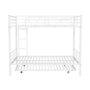 Full Over Full Metal Bunk Bed with Trundle, White