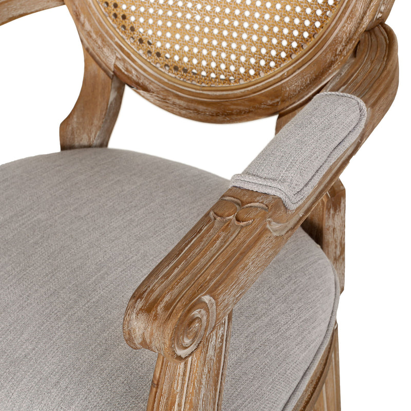 French Country Style Wood And Cane Upholstered Dining Chair Set