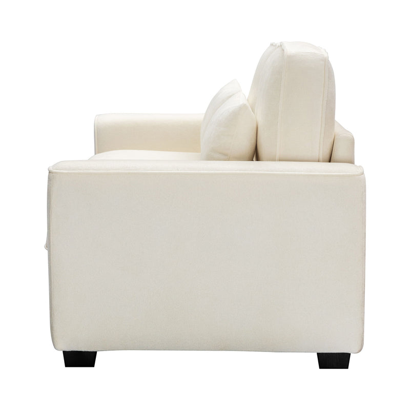 Modern Fabric Sofa With Plush Cushions, Sleek Arm Design