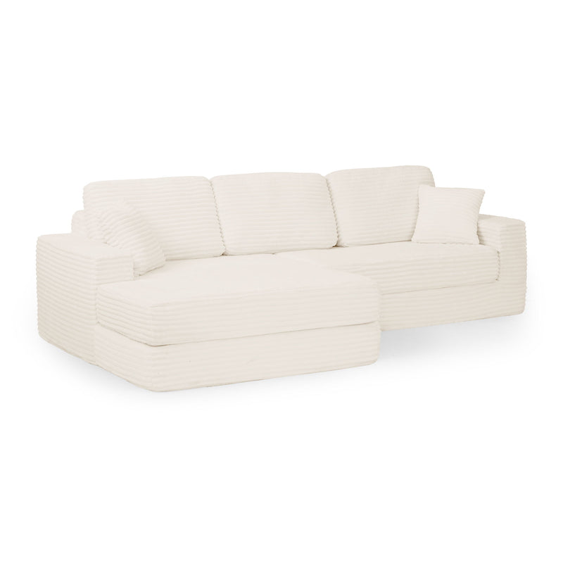 Modern Minimalist L Shape Modular Sectional Sofa, Corduroy Couch