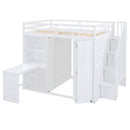 Loft Bed With Wardrobe, Desk And Shelves