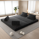 Multifunctional Convertible Sofa Bed With 2 Tumbler Backrests And 2 Pillows, Deep Seat Couch