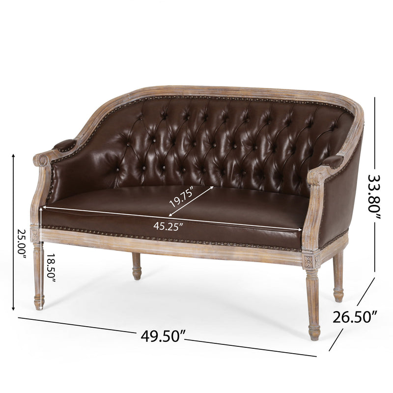 French Country Chesterfield Style Tufted Loveseat