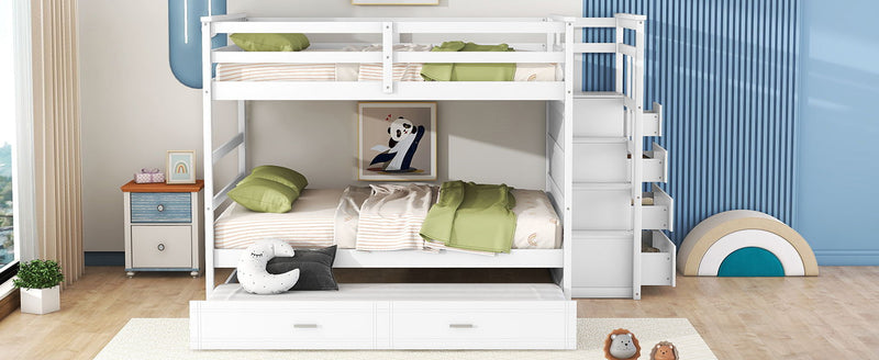 Bunk Bed With Twin Size Trundle And Staircase