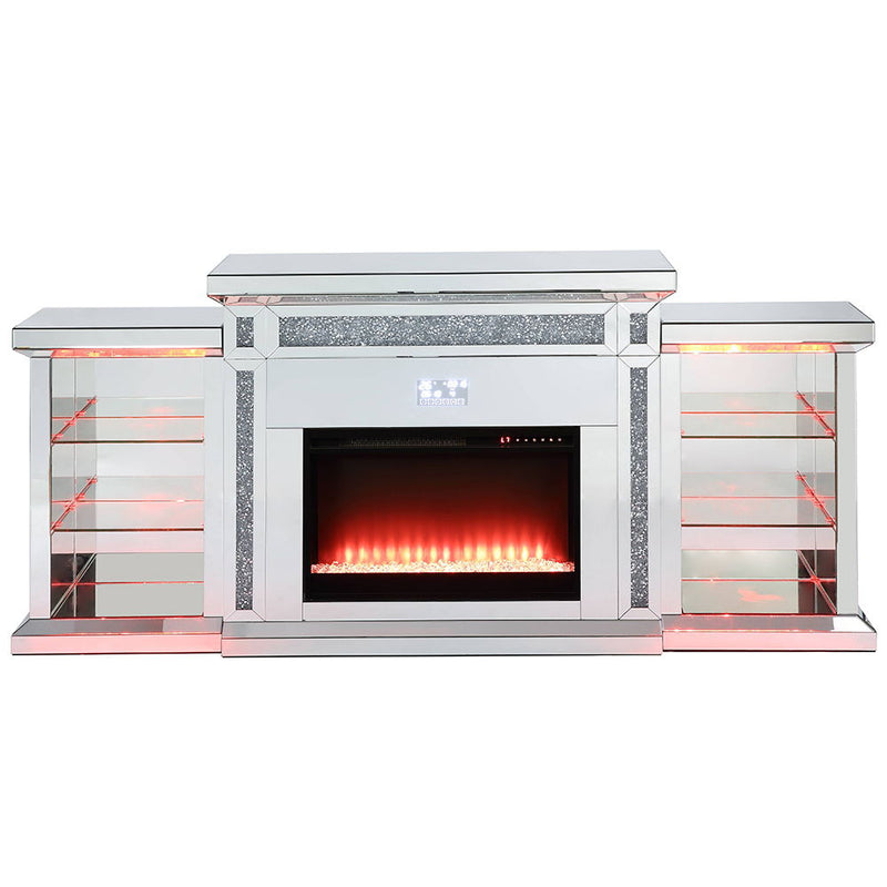 Noralie - Fireplace - Mirrored & Faux Diamonds