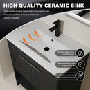 Modern Bathroom Vanity With Ceramic Sink, Freestanding Cabinet, Soft Closing Doors