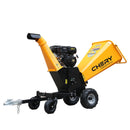6'' 420Cc 15Hp Pull Start Gas Powered 4 - Wheels Chipper Shredder Mulcher With Towbar / Stop Bar - Yellow
