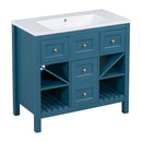 Bathroom Vanity With Resin Sink Combo, Freestanding Vanity Set With 5 Drawers