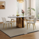 Steel Base Oval Sintered Stone Dining Table With 4 Chairs