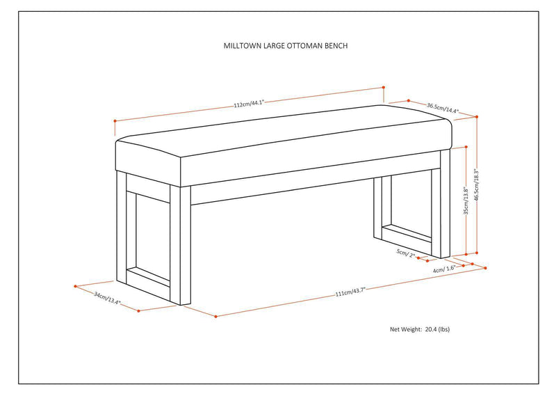 Milltown - Upholstered Ottoman Bench