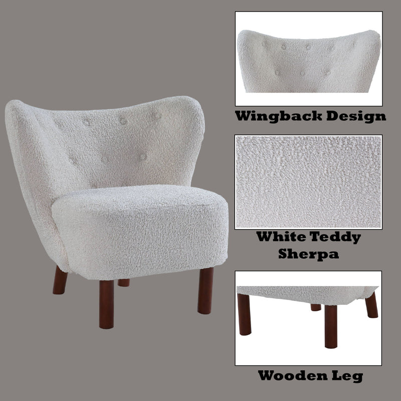 Zusud - Teddy Sherpa Accent Chair - White