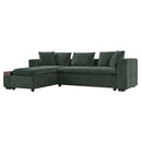 Modern L Shaped Sectional Sofa With Chenille Upholstery And Wooden Storage