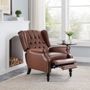 Upholstered Wingback Recliner With Nailhead Trim And Rolled Recessed Arms - Light Brown