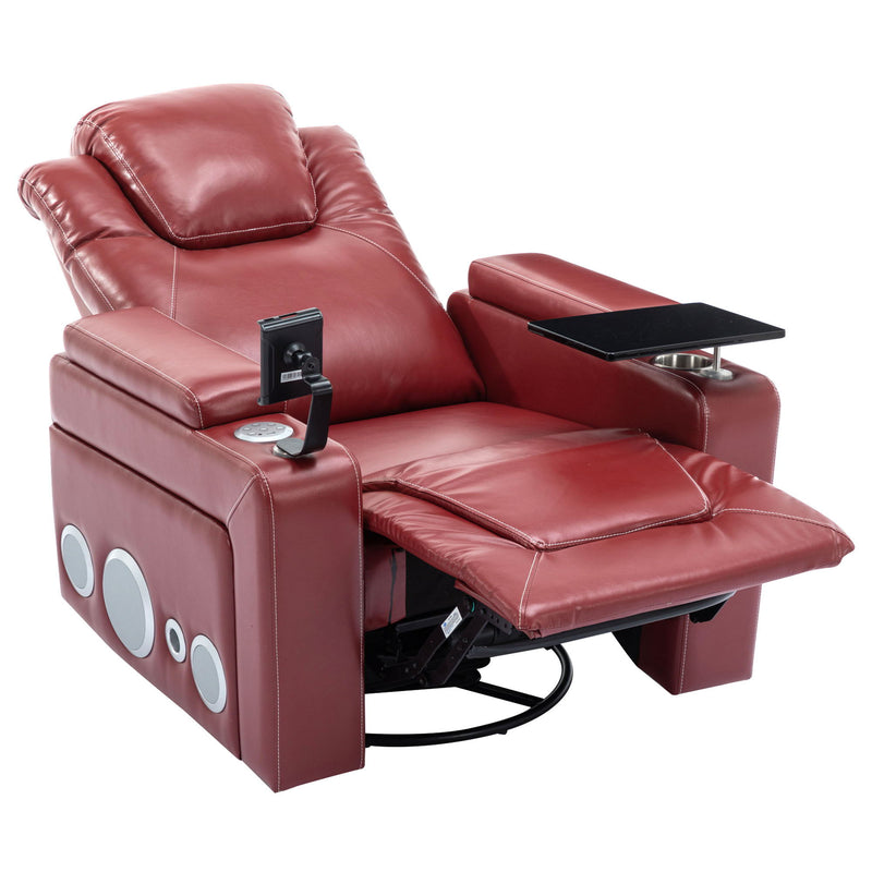 270° Swivel Power Recliner Individual Seat Home Theater Recliner With Surround Sound, Cup Holder, Removable Tray Table, Hidden Arm Storage For Living Room