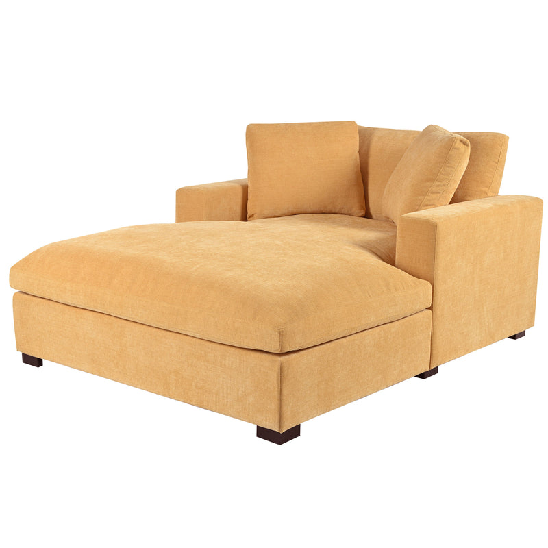 Oversized Chaise, Lounge Chair Classic Design, Soft Fabric, Durable Frame With Solid Wood Legs