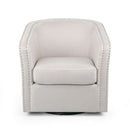 Modern Upholstered Swivel Club Chair With Nailhead Trim