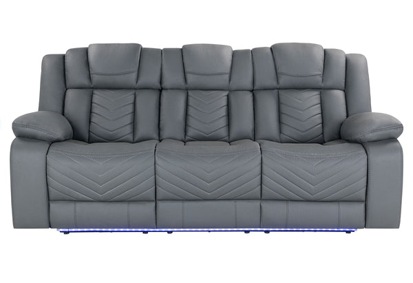 Raize - 10 Power Reclining Sofa With DDT, WC And LED - Gray