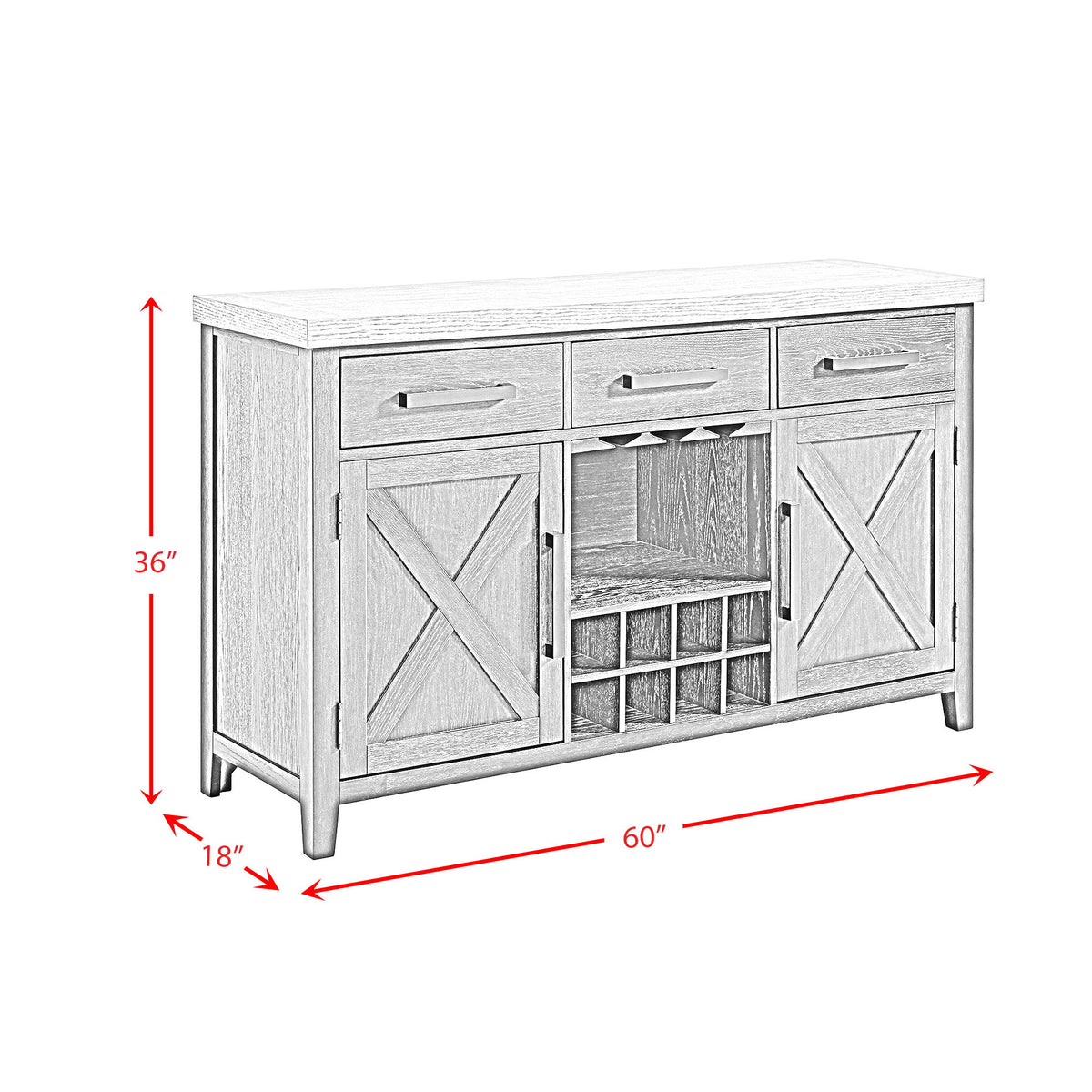 Axel Server in Light Gray / Espresso by Elements International, view 3
