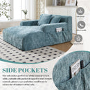 Chenille Interior Lazy Sofa Chaise Longue Armchair With 3 Pillows And Armrests