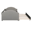 Full size Upholstered Daybed with Twin Size Trundle, Wood Slat Support, Gray(OLD SKU :LP000118AAE)