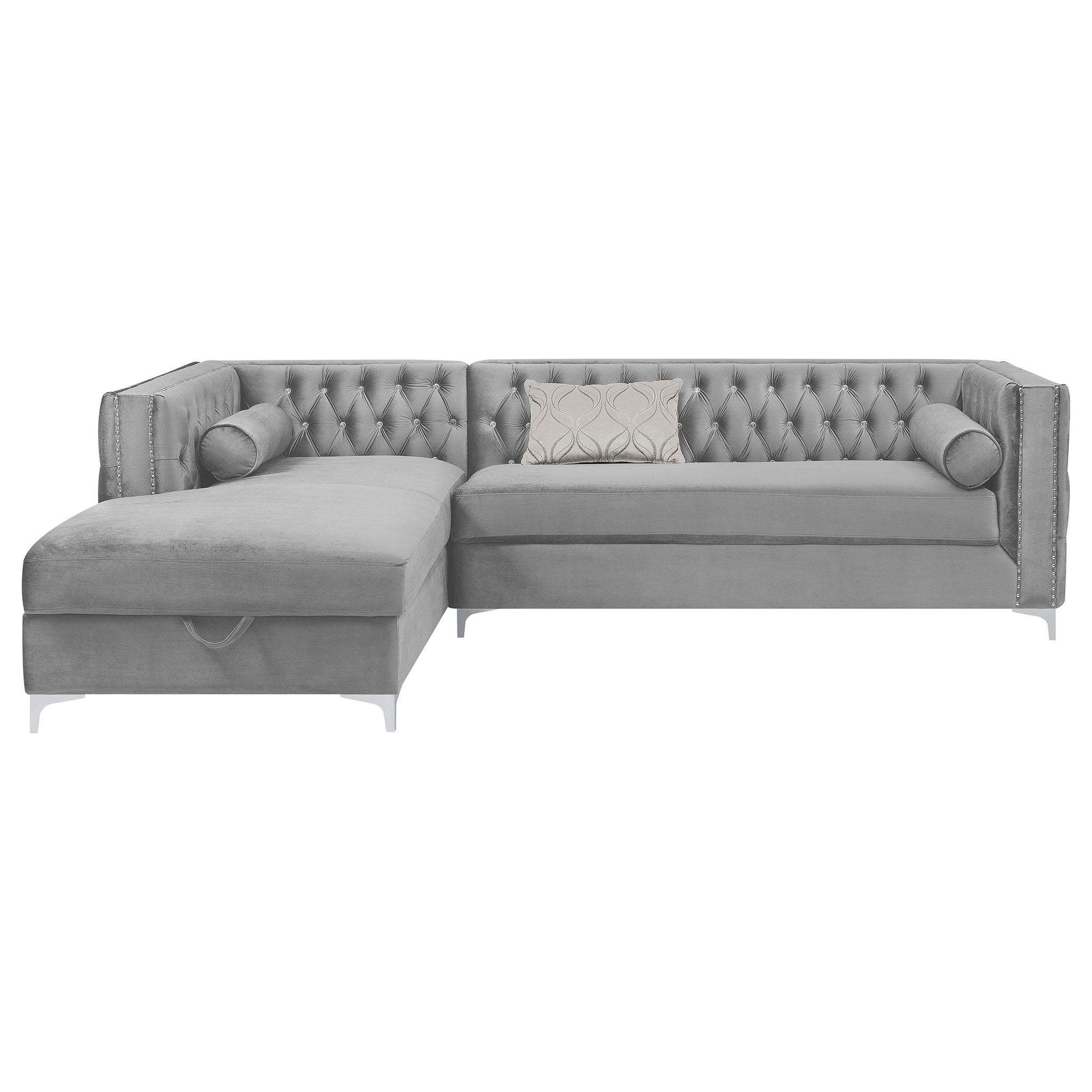 Bellaire Upholstered Storage Chaise Sectional Sofa Grey