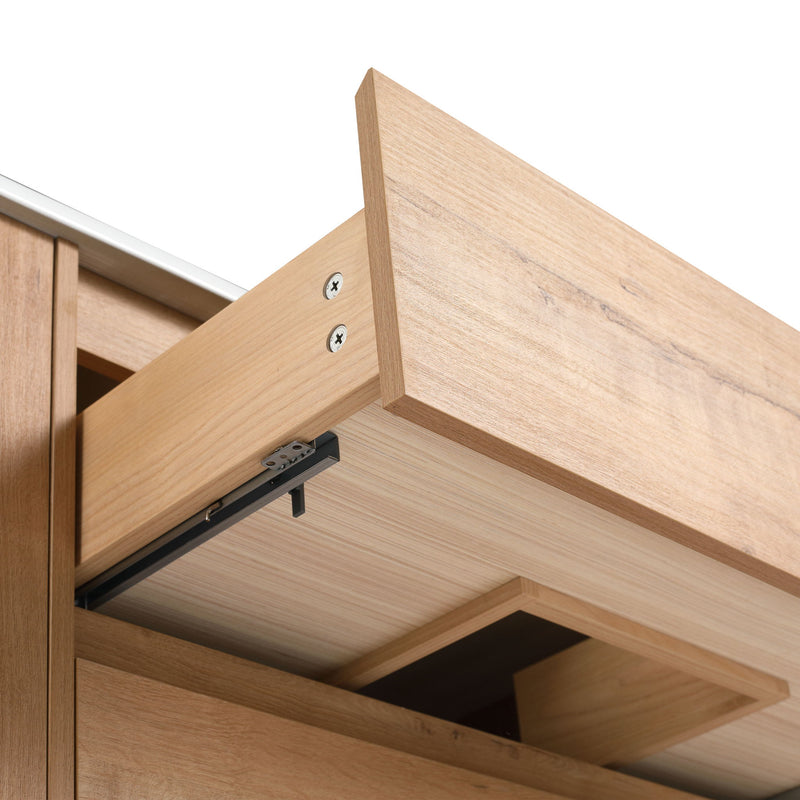 Modern Wall Mounted Bathroom Vanity With Ceramic Sink And Storage Rack, 2 Soft Close Drawers