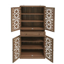 4 Door Cabinet With 1 Drawer, With 4 Adjustable Inner Shelves, Storage Cabinet