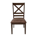 Country Style Dining Chairs (Set of 2) With Cross Back Design - Brown