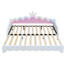 Extending Daybed With LED Lights, Modern Upholstered Princess Daybed With Crown Headboard