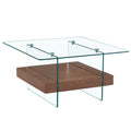 Modern 2 Tier Square Coffee Table, Elegant Marble Pattern