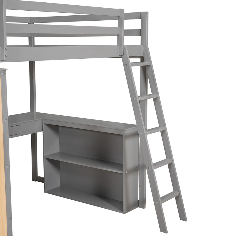Loft Bed With Ladder, Shelves, And Desk