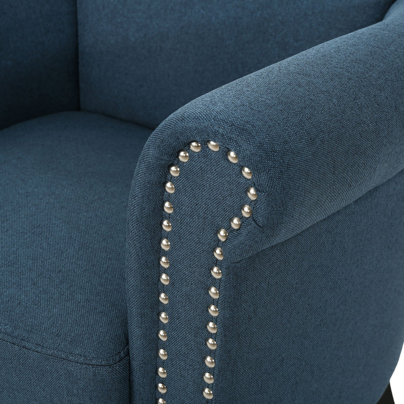 Elegant Club Chair With Nailhead Trim And Birch Wood Legs