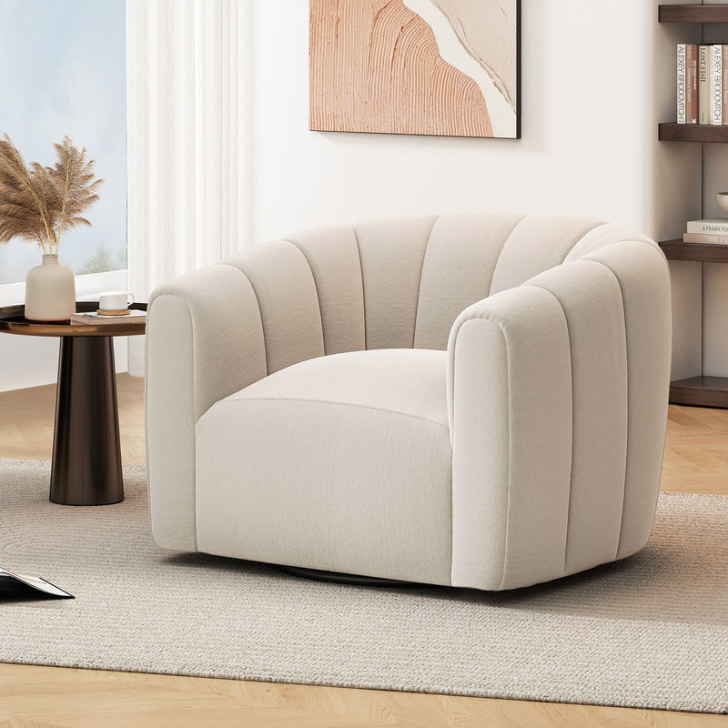 Serenizia - Upholstered Velvet Swivel Chair With Channel Tufted