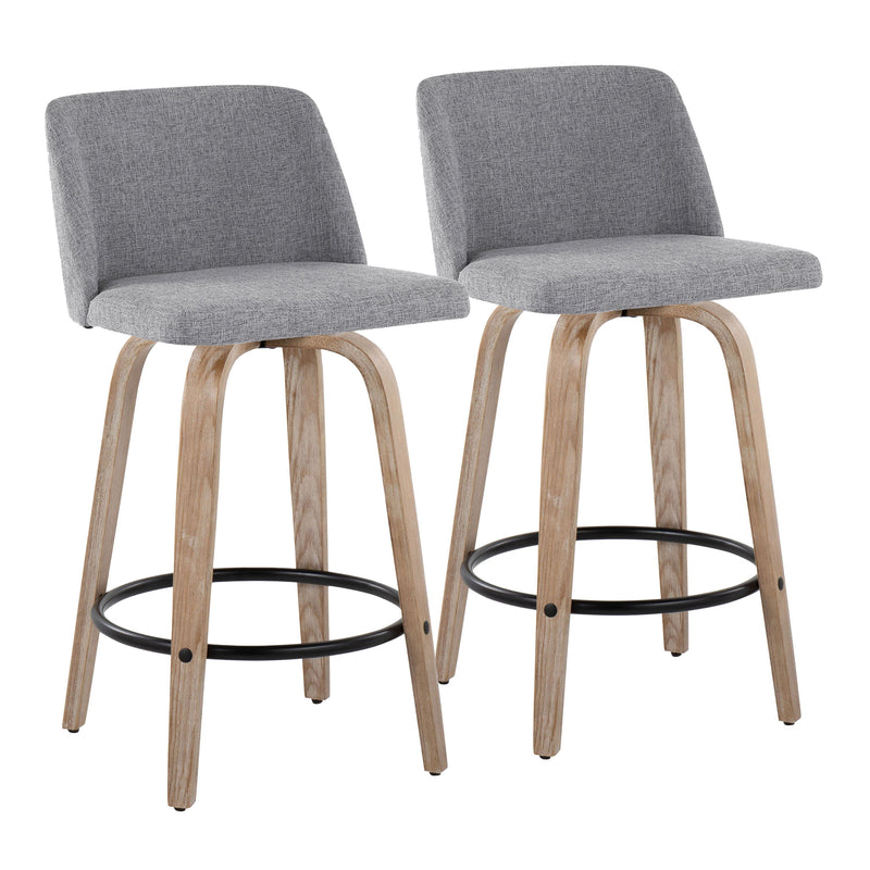 Toriano - Contemporary Fixed-Height Counter Stool & Swivel With Round Footrest (Set of 2)