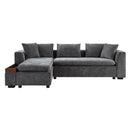Modern L Shaped Sectional Sofa With Chenille Upholstery And Wooden Storage