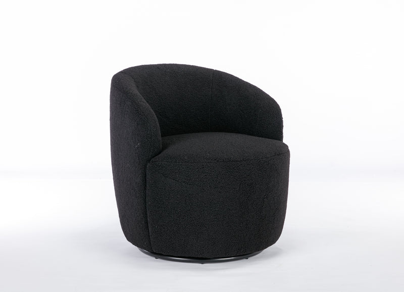 Teddy Fabric Swivel Accent Armchair Barrel Chair With Powder Coating Metal Ring