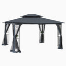 Patio Gazebo Tent With Ventilated Double Roof And Mosquito Net