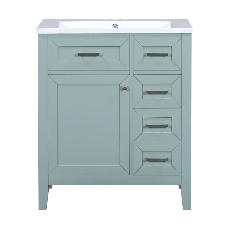 30" Bathroom Vanity With Sink Combo, Bathroom Cabinet With Drawers - Green