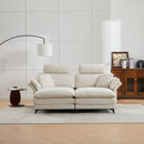 Modern Corduroy Deep Seat Sectional Sofa With Ottoman