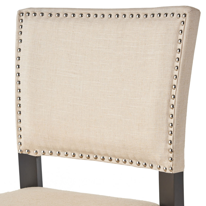 Barstools With Rivet Decoration (Set of 2), Wood Frame, Bar Chairs For Kitchen Island - Beige