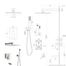 12" Ceiling Mount Square Shower System With Waterfall Tub Spout And Rough In Valve