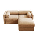 Contemporary Elegant White Chenille Sofa With Storage And Ottoman