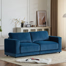 Modern Square Arm Sofa With Soft Fabric Upholstery, Deep Cushions